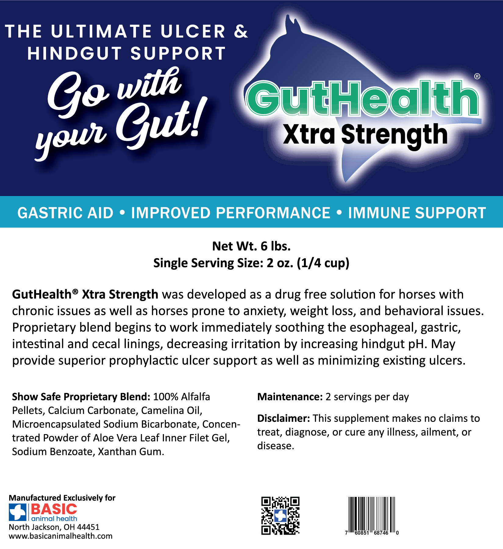 GutHealth Xtra Strength Pellets 6lb Bag Label